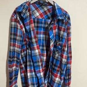 CO Plaid Button-Down Shirt in Blue, Red & Black